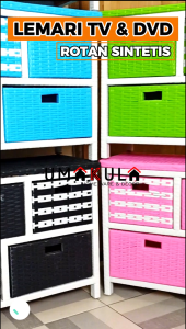 Rak Lemari Rotan Sintetis 7 Laci Buffet Bufet Meja TV 43 inci Ruang Tamu Minimalis Modern Terbaru