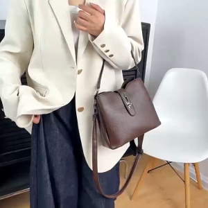 MC Women Bucket Bag Soft PU Leather Fashionable Bag | Simple and High-end Crossbody Bag | Essential Shoulder Bag