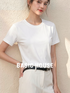 Basic House | Simplicity White Round Neck Regular Shoulder Short Sleeve T-Shirt