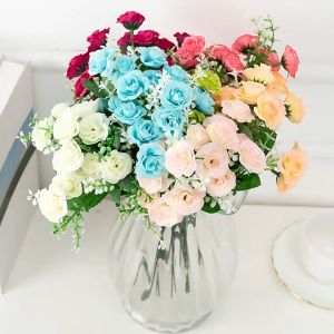 15 Silk Roses Artificial Flowers Fake Bouquet Wedding Home Party Bridal Holding Flowers