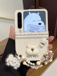 ZPOU Huawei PuraX Foldable Screen Phone Case P50 Pocket2 Korean Cartoon Cute Coffee Bear Honor VFlip Chain Samsung Zflip654 Anti-Fall MIXFlip Women