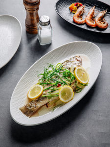 Ceramic Elliptical Fish Plate Large High-End Dish