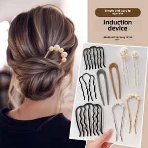 Pearl U-Shaped Hair Pin Female 2023 New Arrival Hair Comb Barrettes Updo Fixed Gadget Hairclip Comb Fancy Hair Clasp Accessories