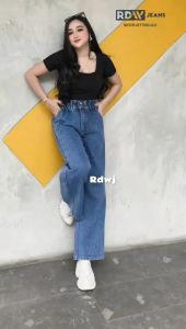 Highwaist Jeans Kulot Adjustable Warna Snow - Rdwjeans