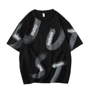 ROMON | Lormen Mens Ice Silk Short Sleeve T-Shirt Summer Thin Casual Loose Printed Round Neck Half Sleeve Top Fashionable Urban Wear