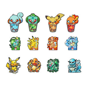 Bandai | 12pcs Anime Cartoon Monster Enamel Brooch Collection Cute Creature Metal Lapel Pins Fashion Accessory for Backpack Clothing