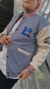 KQA JAKET VARSITY BASEBALL VINTAGE PRIA FULL BORDIR INDIGO TERBARU