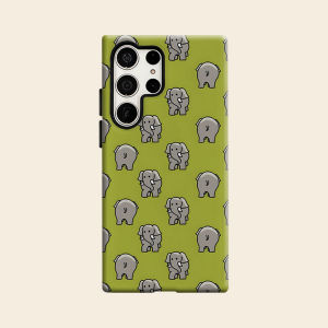 BILIBILI | Cute Olive Elephant Luxury Fashion Full Lens Protective Case for Samsung Galaxy S26 S25 S24 A56 A36 Plus Ultra