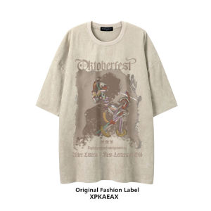 Áo Thun Tay Ngắn Cổ Tròn Cỡ Lớn Phong Cách Đường Phố Mỹ XPKAEAX Bằng Vải Nỉ Sika Mùa Hè Thời Trang Ban Đầu