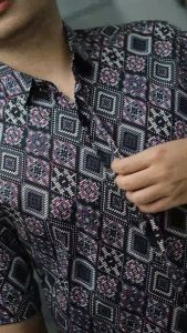 DGM Fashion Kemeja Batik Jumbo Lengan Pendek Diamond Hitam 6087