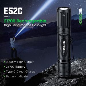NEXTORCH E52C Rechargeable High Performance Flashlight 3000 Lumen Strobe for Outdoor Hiking Lighting