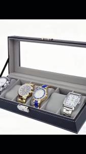 PU Leather watch box 6/10/12 Slots Watch Display Case For Men Organizer Jewelry Storage Box With Glass Top For Gifts