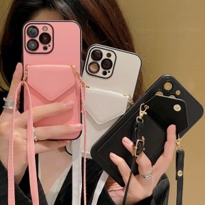 HOCE Crossbody Wallet Leather Phone Cases For iPhone 15 14 13 12 Pro Max 11 Case with Card Slot Holder Lanyard Cover