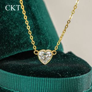 codCKT 18k White Gold Sparkling Pendant 1ct Moissanite Necklace for Women Bubble High-end Versatile Collarbone Chain Fine Jewelry