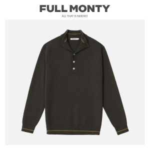 Half Placket Buttoned Knitwear Sweater Green Mens