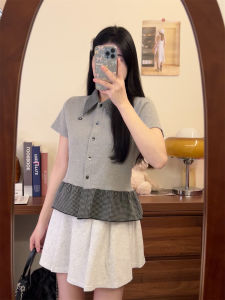 Áo Sơ Mi Nữ Cổ Polo Tay Ngắn Ôm Vừa Vặn Mùa Hè Mới Thiết Kế Ô Kẻ Caro Ngắn Thon Gọn Chất Liệu Cotton