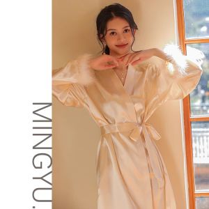 Cô Dâu Morning Áo Dây Váy Ngủ Đám Cưới Mùa Hè Đồ Ngủ Bộ Nữ Gợi Cảm Váy Ngủ Cưới Mỏng Lông Vũ Thoải Mái