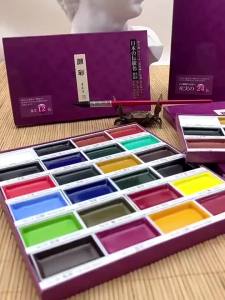 Japan Sumikundo Gansai Solid Water Color Paint Set 12/18/24 Colors Professional for Aquarelle Painting Drawing Artists Supplies