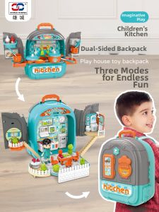 YILIXING | Kids Cooking Simulation Playset Double-Sided Backpack