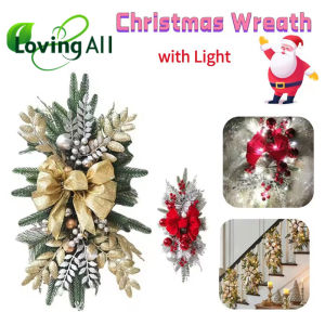 Christmas Staircase Garland Decor Hanging Ornament Holiday Home Decoration for Xmas Stairs Fireplace Party Decorations