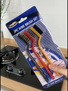 3Pcs/Set Brush Metal Brass Nylon Bristles Multifunction Dirt Cleaning Brush Strong Decontamination