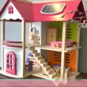 DIY Princess Dollhouse Gift  for Kids Large Wooden Toy Villa Kids Pretend Play House Build and Take Apart Gift for Girls