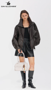 David Jones Paris Violette 2025/2026 Autumn Winter Women Imitation Nylon Fabric Faux Leather Shoulder Bag Top-handle Bag
