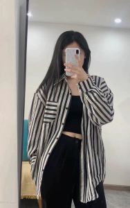 Summer Thin Mori Style Retro Black Stripes Shirt Outwear Womens Casual Laid-Back Style New Arrival Shirt Sun-Protective Clothing Fashion