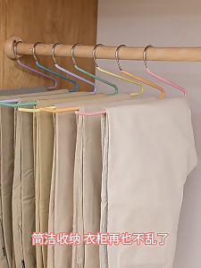 5 pcs/set Trousers Pants Hangers - Strong and Durable Anti-Rust Chrome Metal Hangers