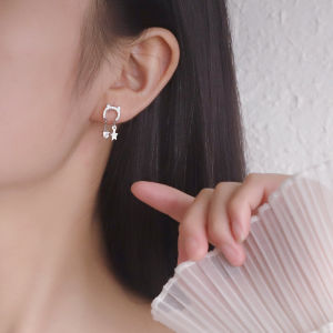 Elegant Pure Silver Cat Ear Studs Womens Fashion Jewelry Minimalist Chic Style Small Size Trendy 2022 New Arrival