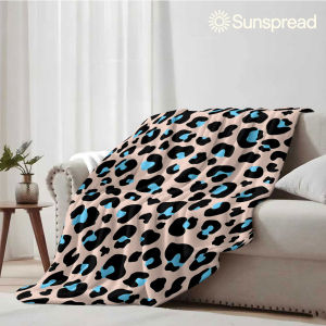 Beast Kingdom | Blue Leopard Soft Warm Flannel Blanket Lightweight Cozy Christmas Halloween Home Decor Room