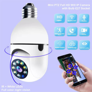 【Malaysian stock】🔥 wireless camera connect to cellphone with voice calls smart home 360° Panoramic 2MP Bulb E27 IP Connector Camera Wifi IR & White Light 1080P PTZ Night Vision Waterproof 灯泡摄像头