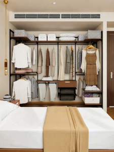PONIE | Metal Wood Fully Hanged Wardrobe