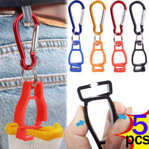 5ชิ้นตะขอคาราไบเนอร์อเนกประสงค์คลิปพลาสติกเครื่องมือกลางแจ้งถุงมือไนลอนตะขอถุงมือทำงานเซฟตี้คลิปปีนเขากลางแจ้งตะขอสำหรับแขวนขวด