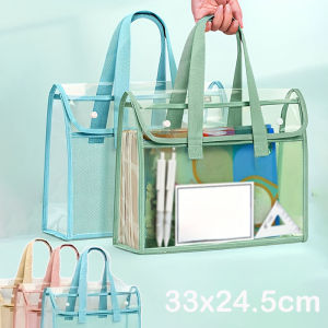 Túi Đựng Tài Liệu Học Tập Trong Suốt PVC Dung Tích Lớn Chống Thấm Nước Đựng Giấy Thi Dành Cho Học Sinh Tiểu Học