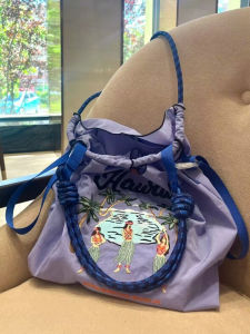 Eco-Friendly Large Capacity Shopping Bag Embroidered Nylon Handbag Single Shoulder Bag Cloth Bag Soft Tote Bag for Casual Use