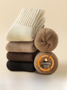 JINGCHI | Ultra-Thick Fleece Lined Cashmere Socks Womens Winter Warm Sleep Floor Mat Socks Thickened Postpartum Compression Stockings