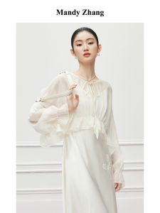 French Style Lazy White Blouse with Waist-Cinching and Lace Short