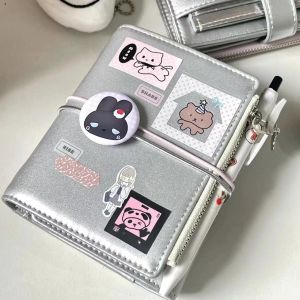 DIY Handbook Ins Wind Silver Loose-leaf Handbook Schedule Book Notes Diary Book(cover soft leather may be creases at the straps)