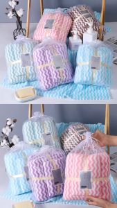 Handuk 2in1 Motif ZigZag dan Salur Bulu Karang isi 2 pcs Handi Mandi dan Handuk Muka