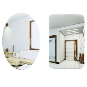 Stiker Cermin Tempel Dinding Mirror Akrilik Kaca Hias Dekorasi Furniture Oval Retangle