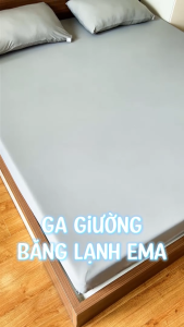 Bộ Ga Gối Băng Lạnh Cấp 4 EMA Bo Chun 360 Ôm Đệm Mềm Mịn Thoáng Khí Kèm 2 Vỏ Gối Đồng Màu