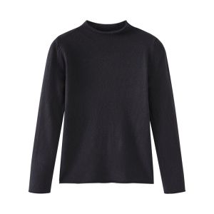 Áo Len Dệt Kim Dài Tay Cổ Tròn Thoải Mái Cho Nữ Mùa Xuân Thu Áo Lót Cổ Cao Viền Áo Dài Tay Áo Len Dệt Kim