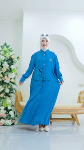 Arumi Dress Crinkle Premium Abaya Polos Terbaru 2025 Busui Friendly Gamis Cantik Kancing Aktif