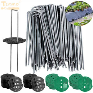 50Pcs U-type Garden Staples Heavy-duty Fence Tubing Stakes Sod Pins Galvanized Landscape Spike for Holding Lawns Barrier Ground Nail