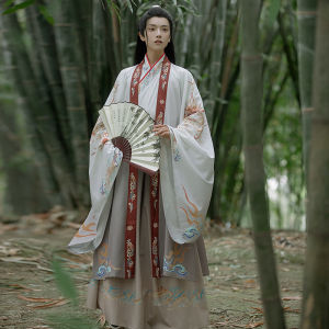 Original Yan Shu Jia ลอยเรือ Hanfu เนคไท Wei Zheng ลมเยาวชนนักเรียนชุดพิมพ์เสื้อแขนขนาดใหญ่ Qiai Ke
