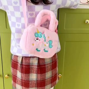 Unicorn Plush Shoulder Bags Flap Children Crossbody Bags Summer Phone Casual Sling Christmas Gift