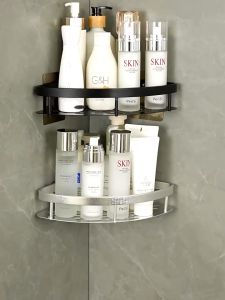 ชั้นวางของในห้องน้ำ ที่วางติดผนัง ที่วางติดผนัง ชั้นวางเครื่องสำอางสำหรับห้องน้ำ ชั้นวางห้องน้ํา ชั้นวางมุม ไม่จำเป็นต้องเจาะ