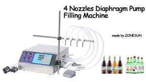 ZONESUN Liquid Filling Machine 4 Nozzles Electric Diaphragm Pump Soya Milk Juice Water Liquid Bottle Filler Beverage Production ZS-YTDP4