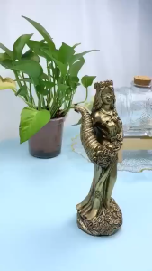 Greek Goddess Of Wealth Fortune Ornaments Ancient Greek Blindfolded Goddess Statue Golden Vintage Sculpture Opening Gift Cash Register Office Lucky Decoration